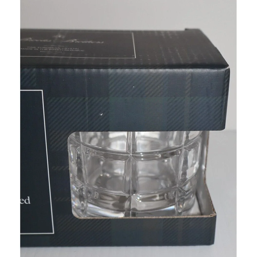 NEW IN BOX BROOKS BROTHERS Set of 2 Double Old Fashioned Whiskey Crystal Glasses